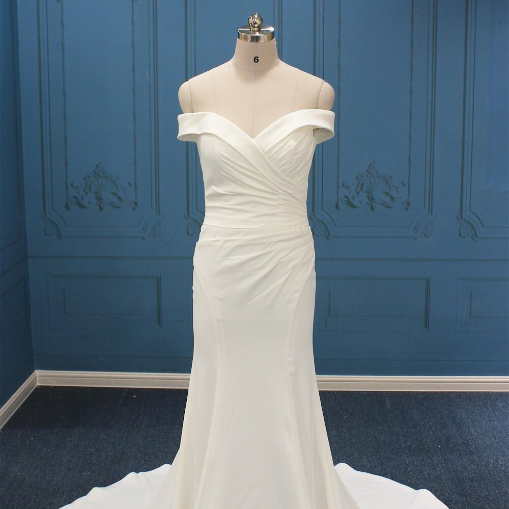 Darius Cordell - WT4878 - hand pleated off the shoulder wedding gown